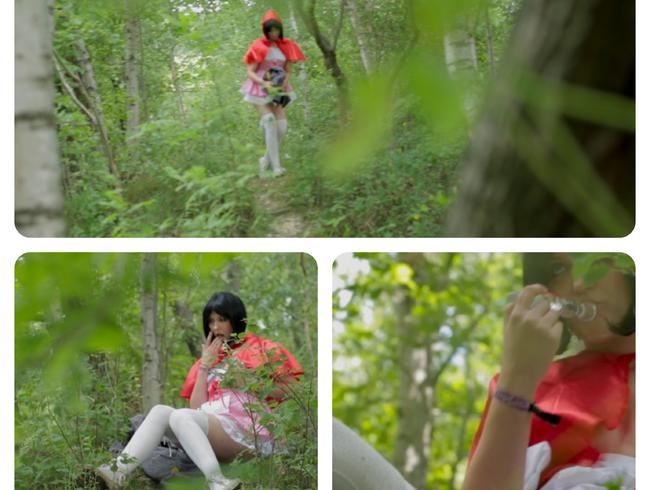 Deluxxe Film: Rotkäppchen im Wald beim wichsen bespannert