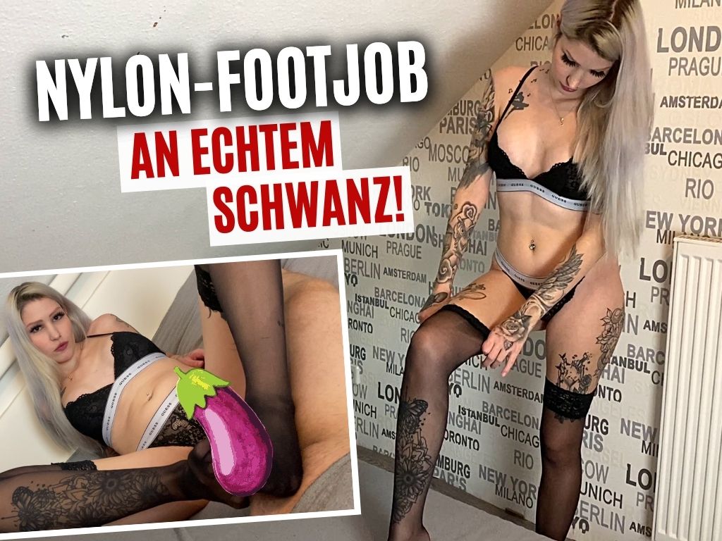 NYLON-FOOTJOB AN ECHTEM SCHWANZ!