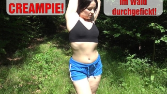 OUTDOOR CREAMPIE! Teenyschlampe im Wald durchgefickt!