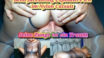 Beim Facesitting bringt er mich im Nylon Catsuit zum Explodieren