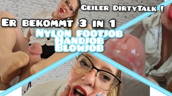 3 in 1 Hand/Blow and Nylon Footjob