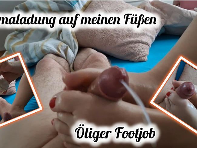 Spermaladung auf meinen Füßen, öliger Footjob