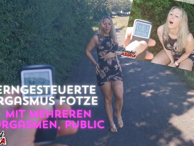 Ferngesteuerte Orgasmus Fotzenkontrolle mit mehreren Orgasmen, public