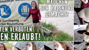 BETRETEN VERBOTEN! BLASEN ERLAUBT! Skinny-Mädchen zur Halshure gemacht