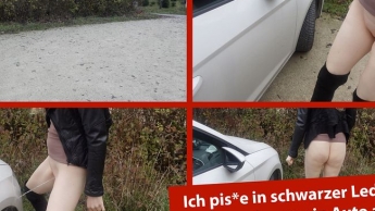 Geiler dicker Pissstrahl trifft auf weißes Auto – Natursekt