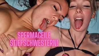 2 Stiefschwestern betteln? um seine Sahne Tittenfick Ahegao Mega Cumshot Facial & Titten