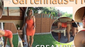 Gartenhausfick – Outdoor – Creampie (Bist Du ein CUCKOLD ? Sauberlecker ? = BonusEnde + DirtyTalk)